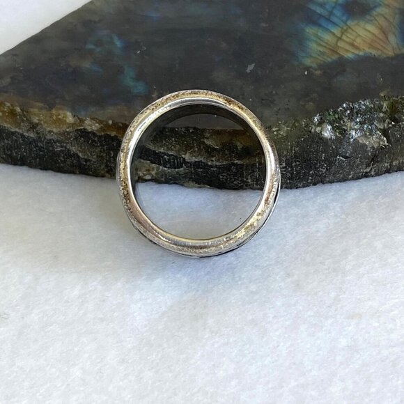 Sterling Silver 925 Modernist Brutalist Style Wide Spinner Band Ring Sz 9.75 11g - Picture 6 of 16